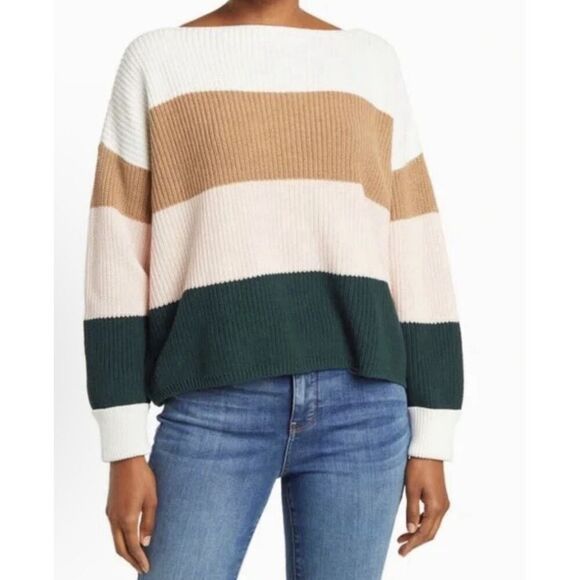 French connection Colorblock chunky knit Sweater size Medium oversized - Picture 1 of 6
